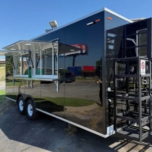 Black Stainless Steel Food Trailer Mobile Kitchen Concession Stand