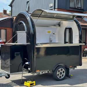 New Retro Round Food Trailer - Mobile Coffee & Ice Cream Concession Stand -Black